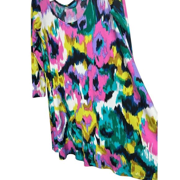 Tori Richard Honolulu Tunic Dress Multicolor Pullover Abstract 3/4 Sleeves XS - Picture 7 of 11